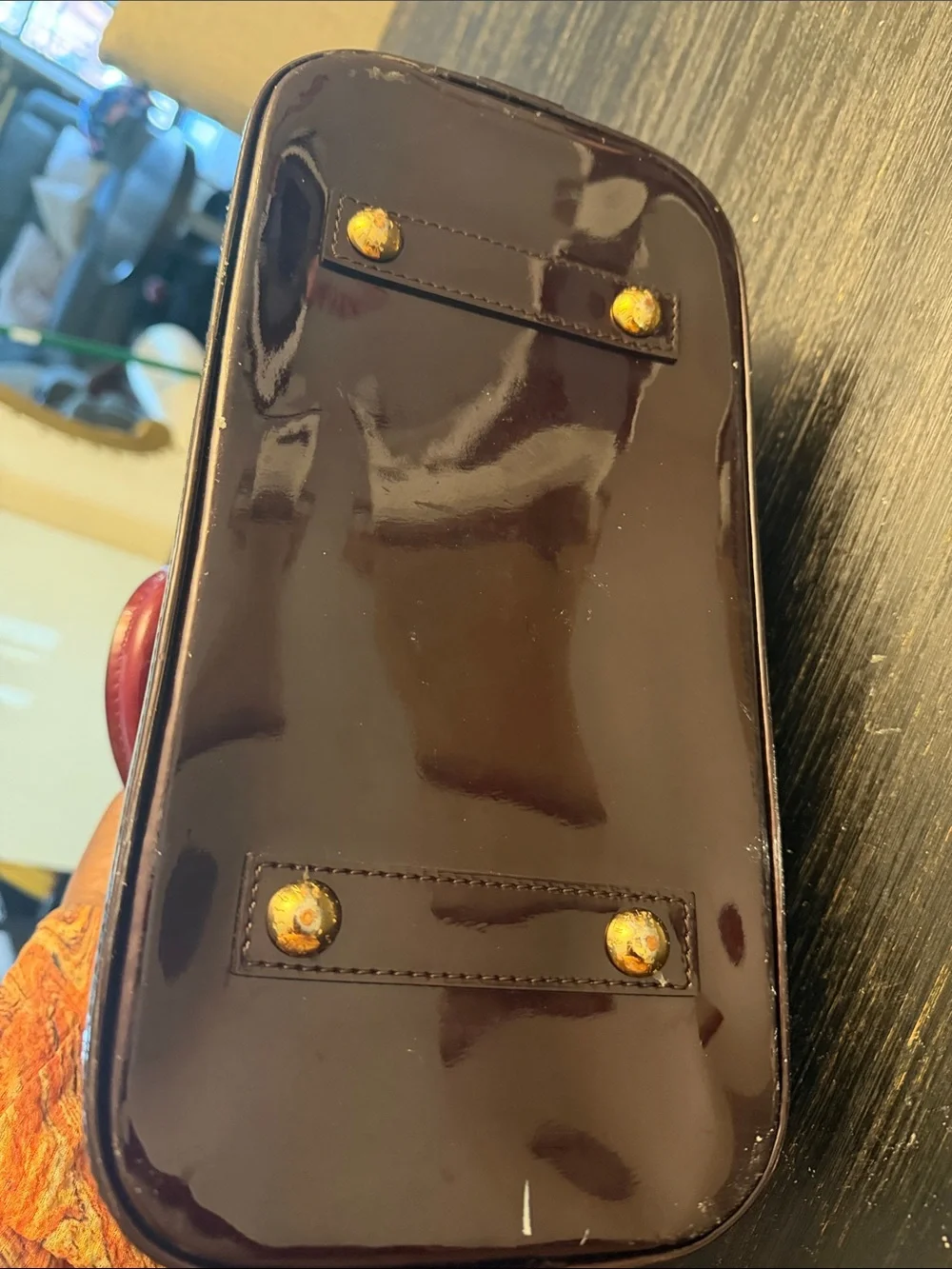 Louis Vuitton Burgundy Leather purse with Gold Hardware